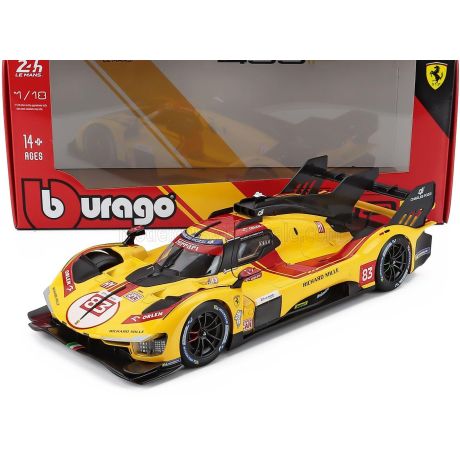 BURAGO FERRARI 499P 3.0L TURBO V6 TEAM AF CORSE N 83 WINNER 24h LE MANS 2025 ROBERT KUBICA - PHIL HANSON - YIFEI YE - YELLOW RED