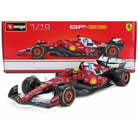 BURAGO FERRARI F1  SF-25 TEAM SCUDERIA FERRARI HP N 44 SEASON 2025 LEWIS HAMILTON - RED 1/18