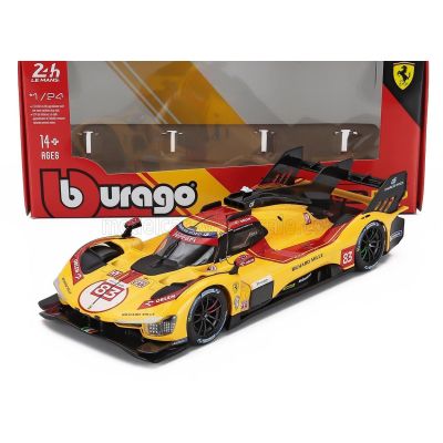 BURAGO FERRARI 499P 3.0L TURBO V6 TEAM AF CORSE N 83 WINNER 24h LE MANS 2025 ROBERT KUBICA - PHIL HANSON - YIFEI YE - YELLOW RED