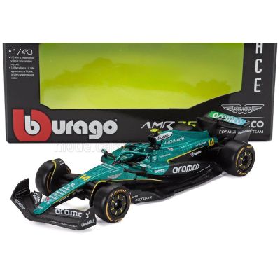 BURAGO ASTON MARTIN F1 - SET 12X - ESPOSITORE - DISPLAY STAND - AMR25 TEAM ARAMCO COGNIZANT N 14 SEASON 2025 FERNANDO ALONSO + N