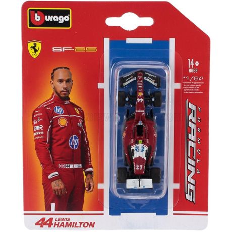 BURAGO FERRARI F1  SF-25 TEAM SCUDERIA FERRARI HP N 44 SEASON 2025 LEWIS HAMILTON - RED WHITE 1/64