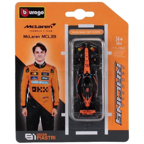 BURAGO McLAREN F1  MCL39 TEAM MCLAREN N 81 SEASON 2025 OSCAR PIASTRI - ORANGE BLACK 1/64