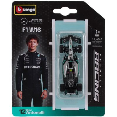 BURAGO MERCEDES GP F1  W16 TEAM AMG PETRONAS MOTORSPORT N 12 SEASON 2025 ANDREA KIMI ANTONELLI - BLACK SILVER GREEN 1/64