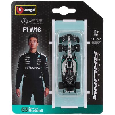 BURAGO MERCEDES GP F1  W16 TEAM AMG PETRONAS MOTORSPORT N 63 SEASON 2025 GEORGE RUSSELL - BLACK SILVER GREEN 1/64