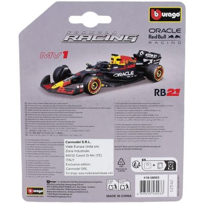 BURAGO RED BULL F1  RB21 TEAM ORACLE RED BULL RACING N 1 SEASON 2025 MAX VERSTAPPEN - BLUE YELLOW RED 1/64