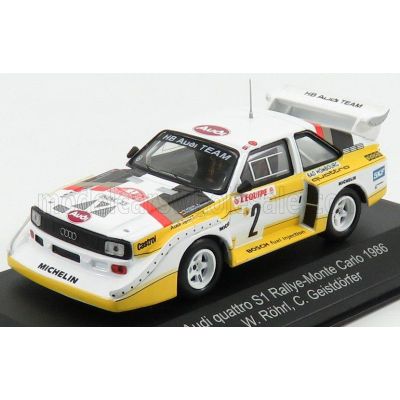 CMR AUDI QUATTRO SPORT S1 N 2 4th RALLY MONTECARLO 1986 WALTER ROHRL - CHRISTIAN GEISTDORFER - YELLOW WHITE RED 1/43