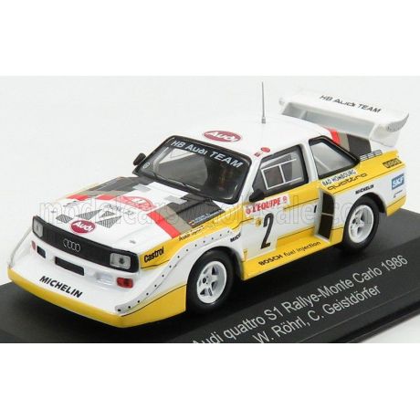 CMR AUDI QUATTRO SPORT S1 N 2 4th RALLY MONTECARLO 1986 WALTER ROHRL - CHRISTIAN GEISTDORFER - YELLOW WHITE RED 1/43
