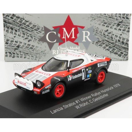 CMR LANCIA STRATOS HF PIRELLI N 1 WINNER RALLY HUNSRUCK 1978 W.ROHRL - C.GEISTDORFER - RED BLACK WHITE 1/43