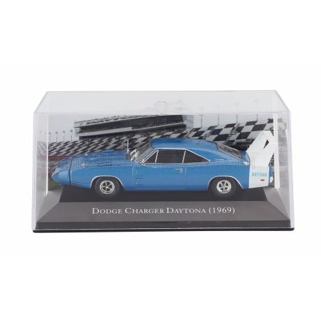EDICOLA DODGE CHARGER DAYTONA 1969 - CON VETRINA - WITH SHOWCASE - BLUE WHITE 1/43