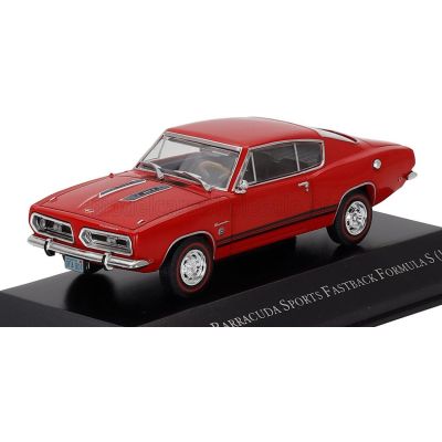 EDICOLA PLYMOUTH BARRACUDA SPORTS FASTBACK FORMULA S 1968 - CON VETRINA - WITH SHOWCASE - RED 1/43