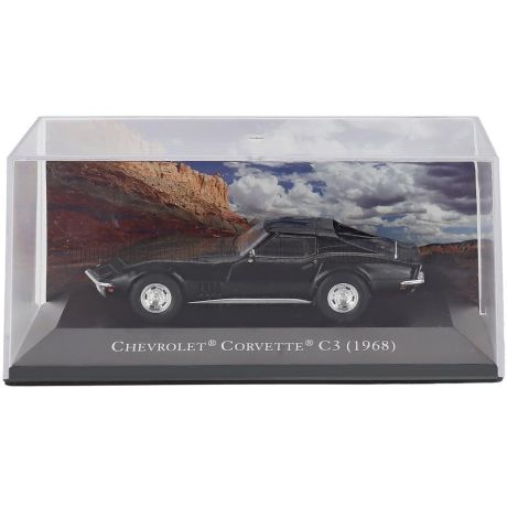 EDICOLA CHEVROLET CORVETTE C3 COUPE 1968 - CON VETRINA - WITH SHOWCASE - BLACK 1/43
