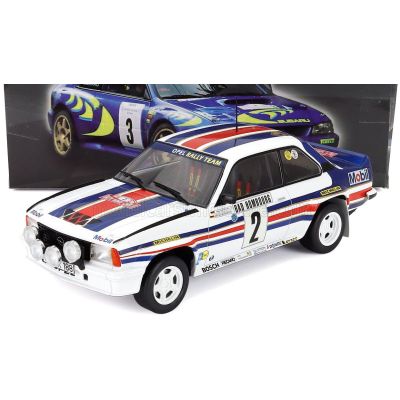 EDICOLA OPEL ASCONA 400 (night version) N 2 WINNER RALLY MONTECARLO 1982 WALTER ROHRL - CHRISTIAN GEISTDORFER - WHITE BLUE 1/18