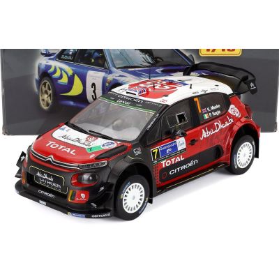 EDICOLA CITROEN C3 WRC ABU DHABI N 7 WINNER RALLY MEXICO 2017 K.MEEKE - P.NAGLE - RED WHITE GREY 1/18