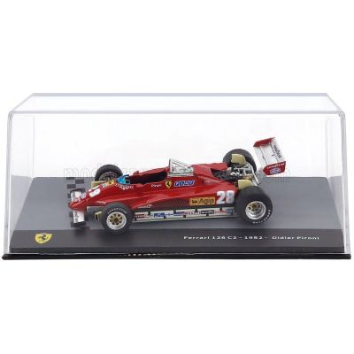 EDICOLA FERRARI F1  126C2 TEAM SEFAC SPA FERRARI N 28 SEASON 1982 DIDIER PIRONI - CON VETRINA - WITH SHOWCASE - RED 1/43