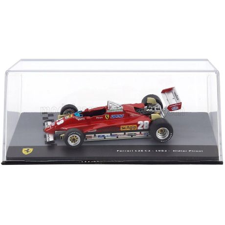 EDICOLA FERRARI F1  126C2 TEAM SEFAC SPA FERRARI N 28 SEASON 1982 DIDIER PIRONI - CON VETRINA - WITH SHOWCASE - RED 1/43