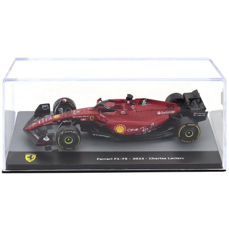 EDICOLA FERRARI F1-75 SCUDERIA FERRARI N 16 SEASON 2022 CHARLES LECLERC - CON VETRINA - WITH SHOWCASE - RED BLACK 1/43