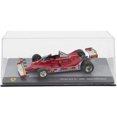 EDICOLA FERRARI F1  312 T5 N 2 SEASON 1980 GILLES VILLENEUVE - CON VETRINA - WITH SHOWCASE - RED 1/43