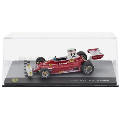 EDICOLA FERRARI F1 312T TEAM FERRARI SEFAC N 12 WORLD CHAMPION SEASON 1975 NIKI LAUDA - CON VETRINA - WITH SHOWCASE - RED WHITE
