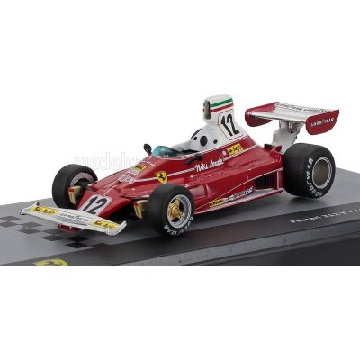 EDICOLA FERRARI F1 312T TEAM FERRARI SEFAC N 12 WORLD CHAMPION SEASON 1975 NIKI LAUDA - CON VETRINA - WITH SHOWCASE - RED WHITE