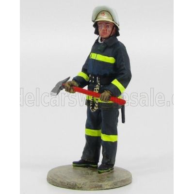 EDICOLA FIGURES VIGILI DEL FUOCO VIGILE DEL FUOCO CILENO CON ASCIA 1992 - CHILE FIREMAN - BLUE YELLOW 1/32