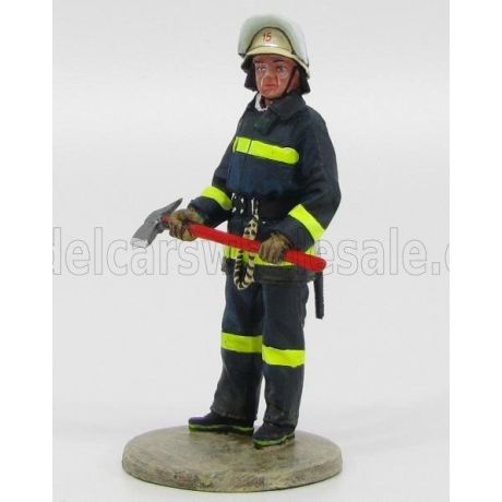 EDICOLA FIGURES VIGILI DEL FUOCO VIGILE DEL FUOCO CILENO CON ASCIA 1992 - CHILE FIREMAN - BLUE YELLOW 1/32