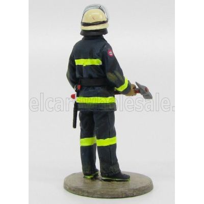 EDICOLA FIGURES VIGILI DEL FUOCO VIGILE DEL FUOCO CILENO CON ASCIA 1992 - CHILE FIREMAN - BLUE YELLOW 1/32
