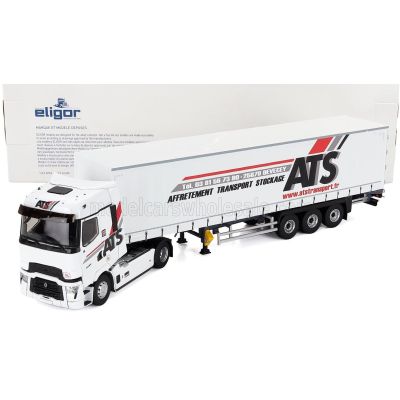 ELIGOR RENAULT T-LINE HIGH TRUCK TELONATO ATS TRANSPORTS 2023 - WHITE 1/43