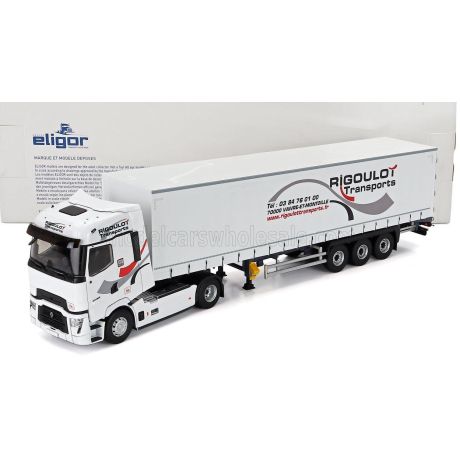 ELIGOR RENAULT T-LINE HIGH TRUCK TELONATO RIGOULOT TRANSPORTS 2023 - WHITE 1/43