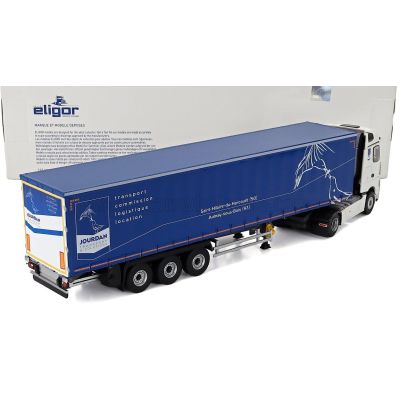 ELIGOR MERCEDES BENZ ACTROS 5 1851 TRUCK TELONATO JOURDAN TRANSPORTS 2020 - WHITE BLUE 1/43