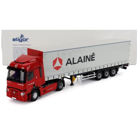 ELIGOR RENAULT T480 TRUCK TELONATO ALAINE TRANSPORTS 2021 - RED GREY 1/43
