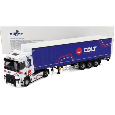 ELIGOR RENAULT T-LINE HIGH TRUCK TELONATO CDLT TRANSPORTS 2023 - WHITE BLUE 1/43