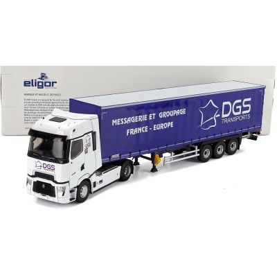 ELIGOR RENAULT T-LINE HIGH TRUCK TELONATO DGS TRANSPORTS 2023 - WHITE BLUE 1/43