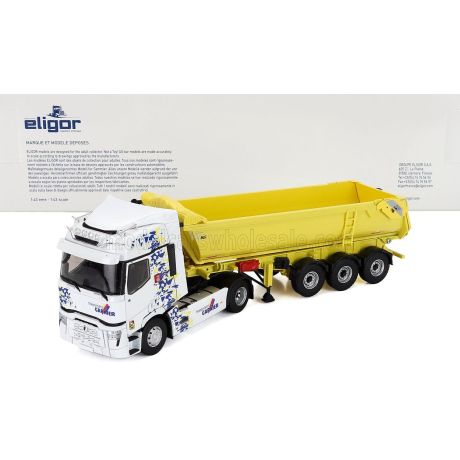 ELIGOR RENAULT T480 TRUCK CASSONE RIBALTABILE GARNIER TRANSPORTS 2021 - WHITE YELLOW 1/43