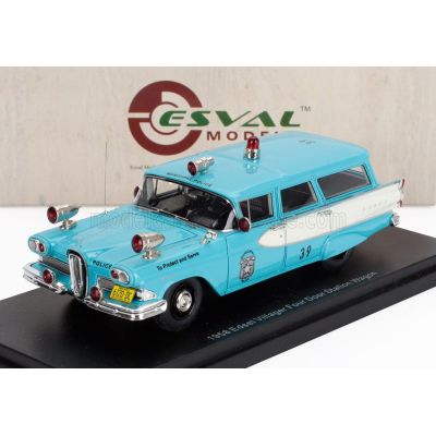 ESVAL MODEL EDSEL VILLAGER POLICE 1958 - LIGHT BLUE WHITE 1/43