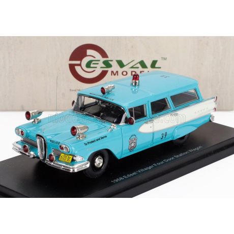 ESVAL MODEL EDSEL VILLAGER POLICE 1958 - LIGHT BLUE WHITE 1/43