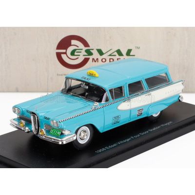 ESVAL MODEL EDSEL VILLAGER TAXI 1958 - LIGHT BLUE WHITE 1/43