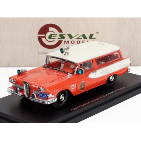 ESVAL MODEL EDSEL ROUNDUP SW STATION WAGON POLICE 1958 - RED WHITE 1/43