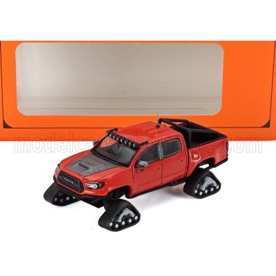 GCD MODELS TOYOTA TACOMA PICK-UP PRE-RUNNER SNOW MOBILE WITH TANK TRUCK 2022 - RED 1/64