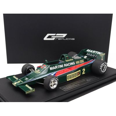 GP REPLICAS LOTUS LOTUS TYPE 80 MARTINI RACING N 2 (WITH FRONT WINGS) SEASON 1979 CARLOS REUTEMANN - GREEN RED 1/18