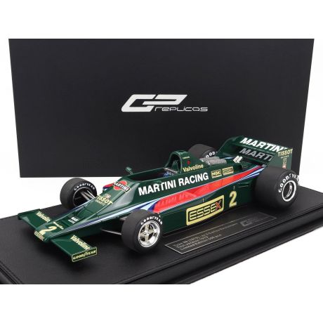 GP REPLICAS LOTUS LOTUS TYPE 80 MARTINI RACING N 2 (WITH FRONT WINGS) SEASON 1979 CARLOS REUTEMANN - GREEN RED 1/18