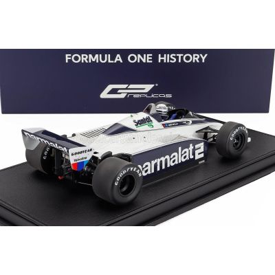 GP REPLICAS BRABHAM F1  BT50 PARMALAT N 2 DUTCH GP (with pilot figure) 1982 RICCARDO PATRESE - WHITE BLUE 1/18