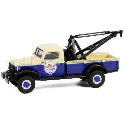 GREENLIGHT DODGE TRUCK POWER WAGON CHEVRON GASOLINE 1948 - CARRO ATTREZZI - WRECKER ROAD SERVICE - BLUE BEIGE 1/64