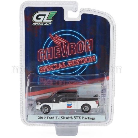 GREENLIGHT FORD USA F-150 XL PICK-UP CHEVRON 2019 - WHITE BLACK 1/64
