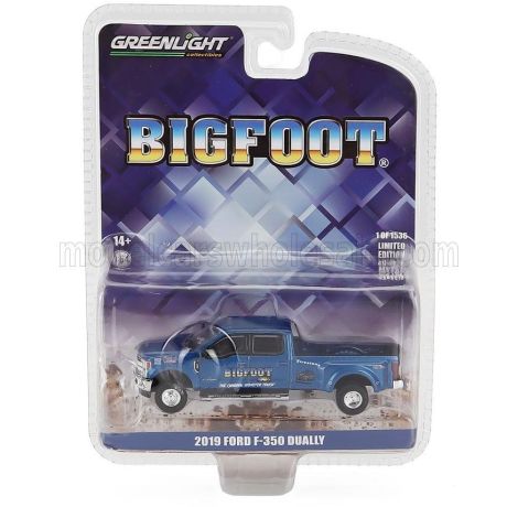 GREENLIGHT FORD USA F-350 DOUBLE CABINE PICK-UP BIGFOOT 2019 - BLUE 1/64