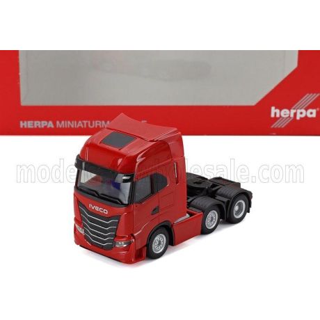 HERPA IVECO FIAT S-WAY 6x2 TRACTOR TRUCK 3-ASSI 2022 - RED 1/87
