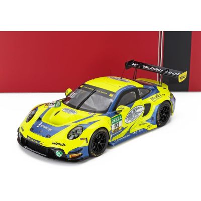 IXO MODELS PORSCHE 911 992 GT3 R TEAM JOOS N 91 ADAC GT MASTERS 2024 JOHANNES KAPFINGER - MICHAEL KAPFINGER - YELLOW BLUE 1/18