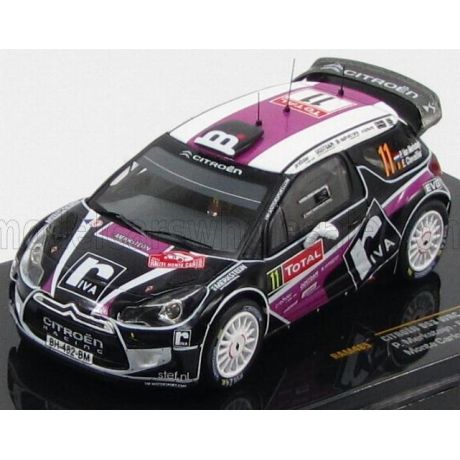 IXO MODELS CITROEN DS3 WRC N 11 RETIRED RALLY MONTECARLO 2012 P.V.MERKSTEIJN - E.CHEVAILLIER - BLACK PINK 1/43