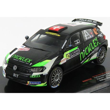 IXO MODELS VOLKSWAGEN POLO GTi R5 TEAM N 42 RALLY MONTECARLO 2020 O.BURRI - A.LEVRATTI - MATT BLACK GREEN WHITE 1/43