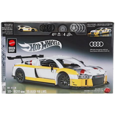 MATTEL HOT WHEELS AUDI R8 LMS N 39 RACING 2015 - 820 PEZZI - 820 PCS + R8 1/64 SCALE - WHITE YELLOW 1/16
