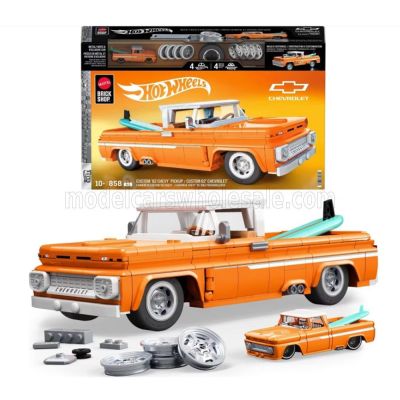 MATTEL HOT WHEELS CHEVROLET CHEVY PICK-UP CUSTOM 1962 - 858 PEZZI - 858 PCS + V-SERIES 1/64 SCALE - ORANGE 1/16